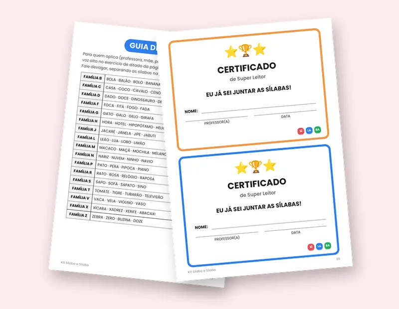 Guia de ditado e certificado